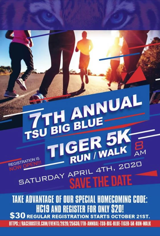 7th Annual TSU Big Blue Tiger 5K Run/Walk