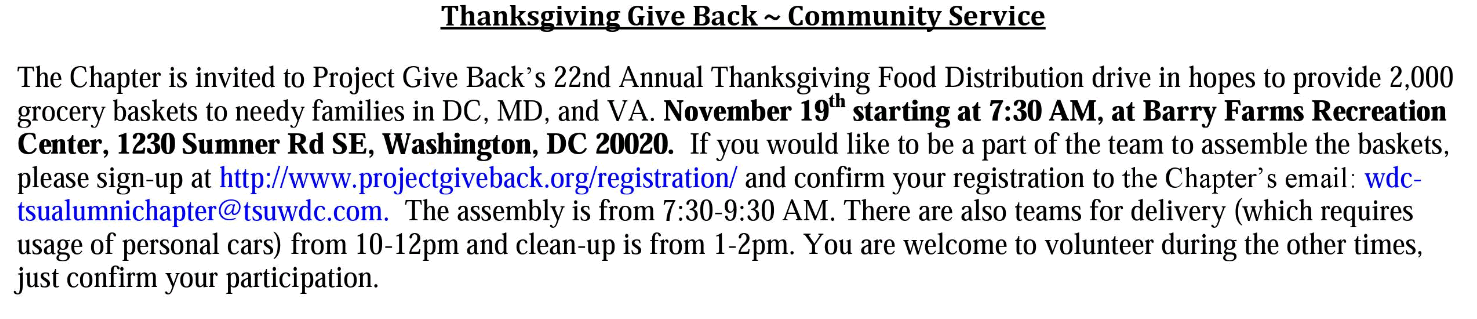 22nd Annual Thanksgiving Give Back