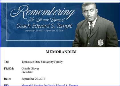 Memorial Service for Coach Edward S. Temple